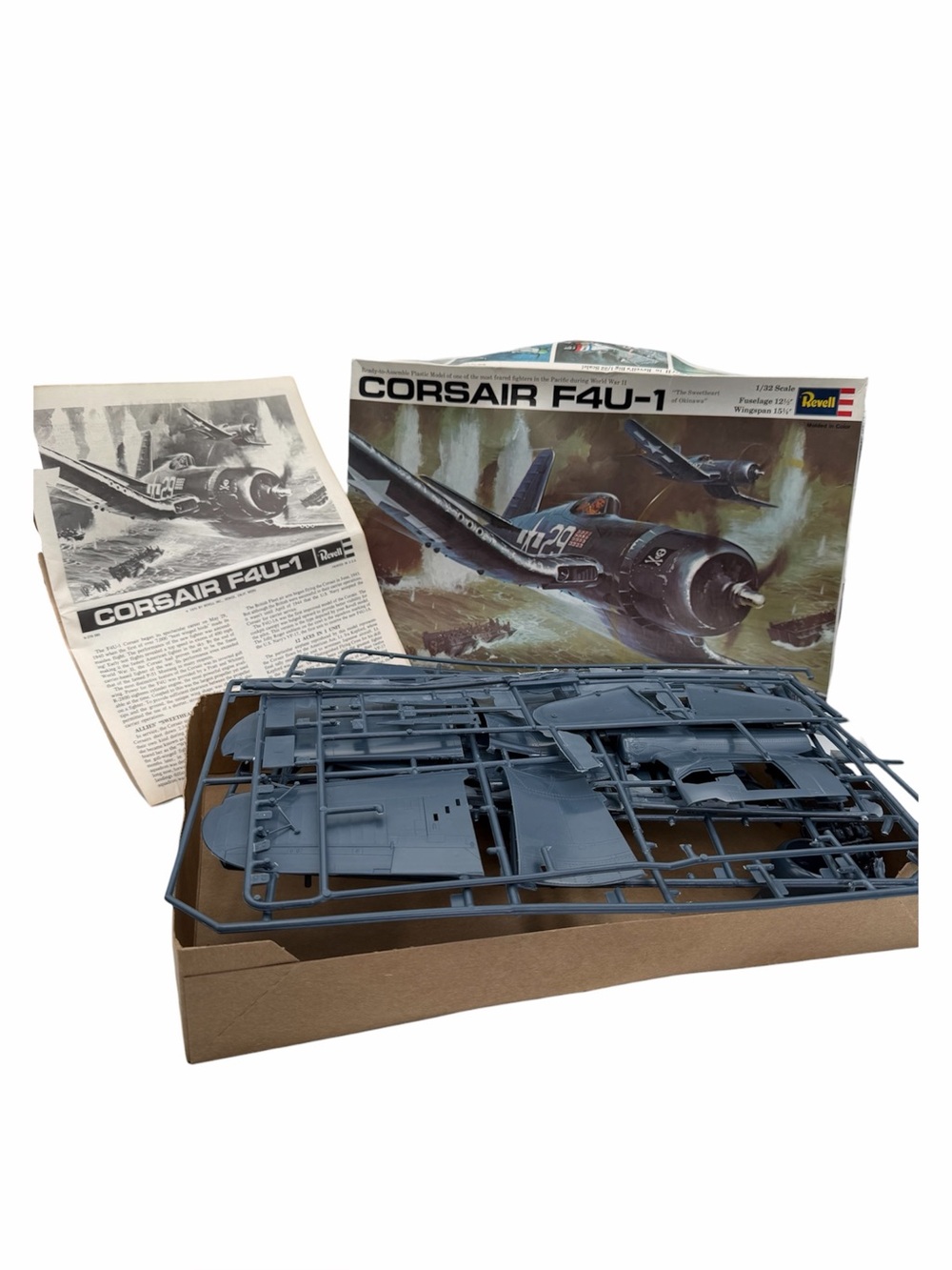 Vintage 1970 Revell Corsair F4U-1 plastic model airplane kit H-278 1/32 scale